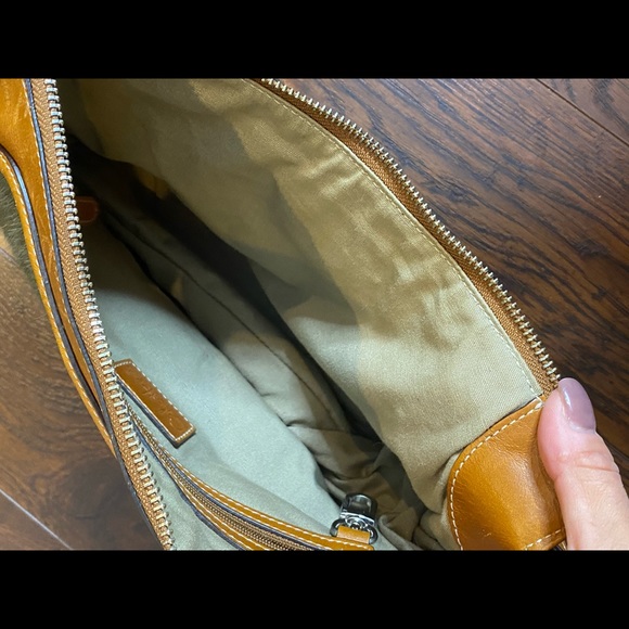 Cole Haan Brown Leather Calf Hair Handbag Purse Flaw shoulder bag - Picture 10 of 14